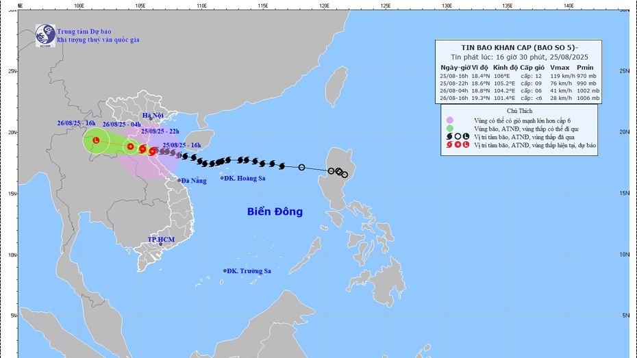 Bão số 5 di chuyển chậm, ảnh hưởng gió mạnh từ bão số 5 vẫn tiếp diễn