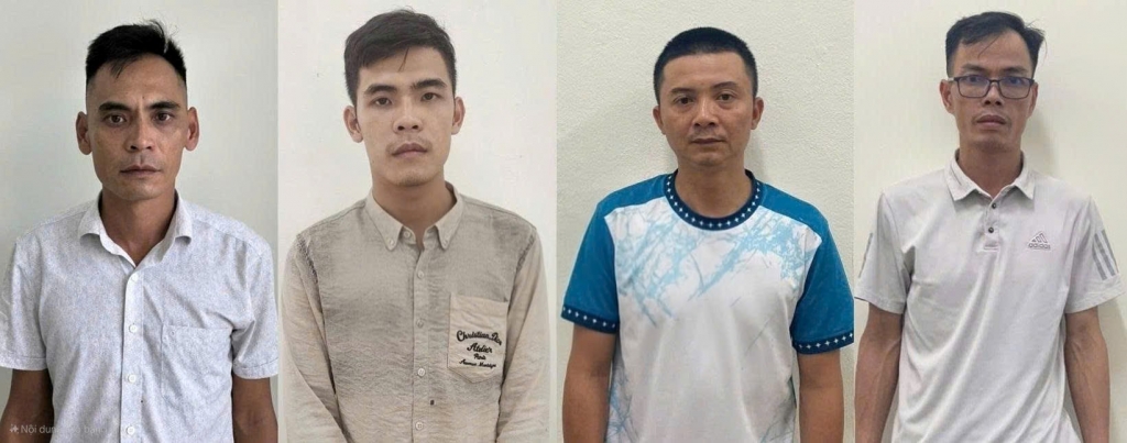 4 đối tượng Đặng Hà Vũ, Đặng Thiên Phước, Nguyễn Anh Quốc Văn và Nguyễn Văn Sĩ (từ trái qua). Ảnh: CQCA