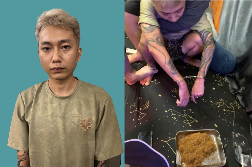 Đối tượng Phạm Hải Sơn cùng tang vật