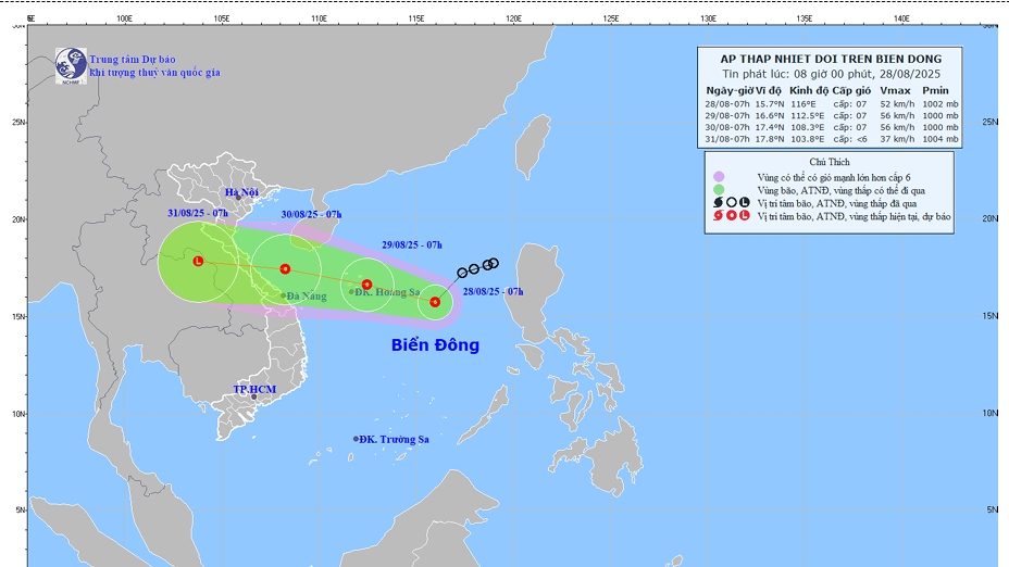 Dự báo hướng di chuyển và sức ảnh hưởng của áp thấp nhiệt đới trên biển Đông
