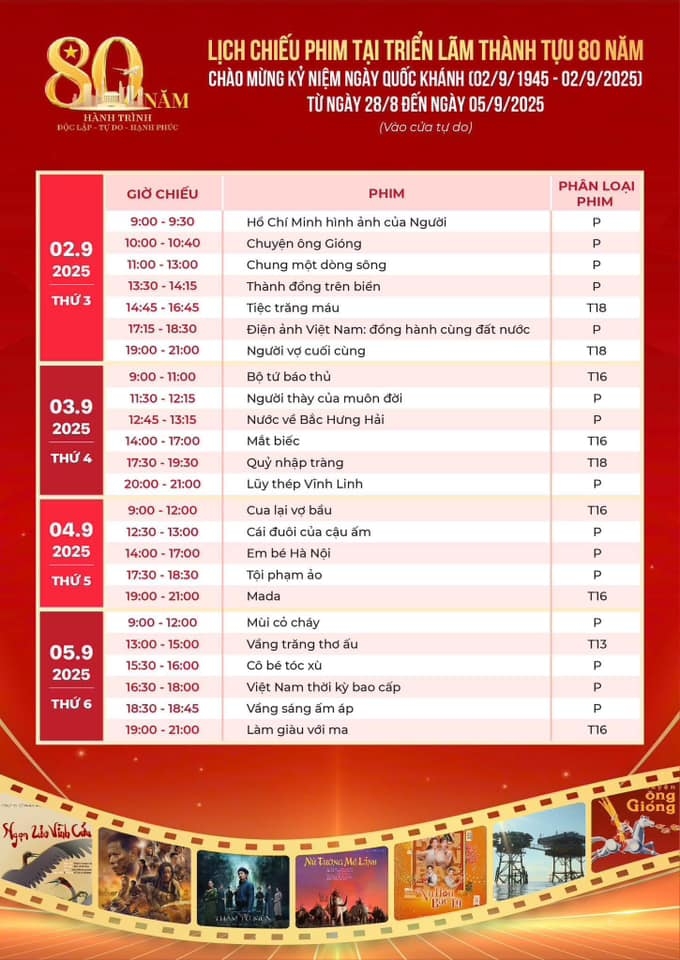 50 tác phẩm điện ảnh Việt Nam được trình chiếu miễn phí tại Trung tâm Hội chợ Triển lãm Quốc gia