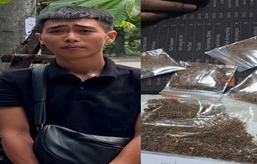 Đối tượng Nguyễn Gia Tính cùng tang vật thu giữ. Ảnh: CQCA Đối tượng Nguyễn Gia Tính cùng tang vật thu giữ. Ảnh: CQCA