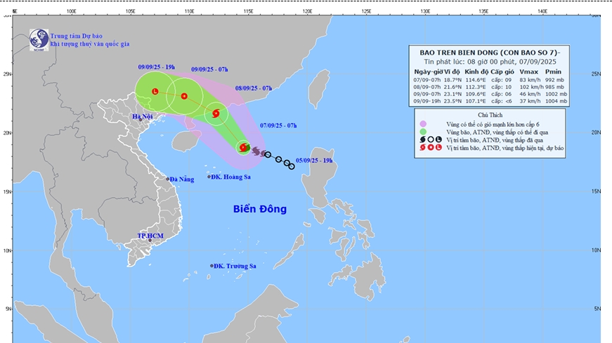 Dự báo hướng di chuyển và sức ảnh hưởng của bão số 7 (bão Tapah) mới nhất