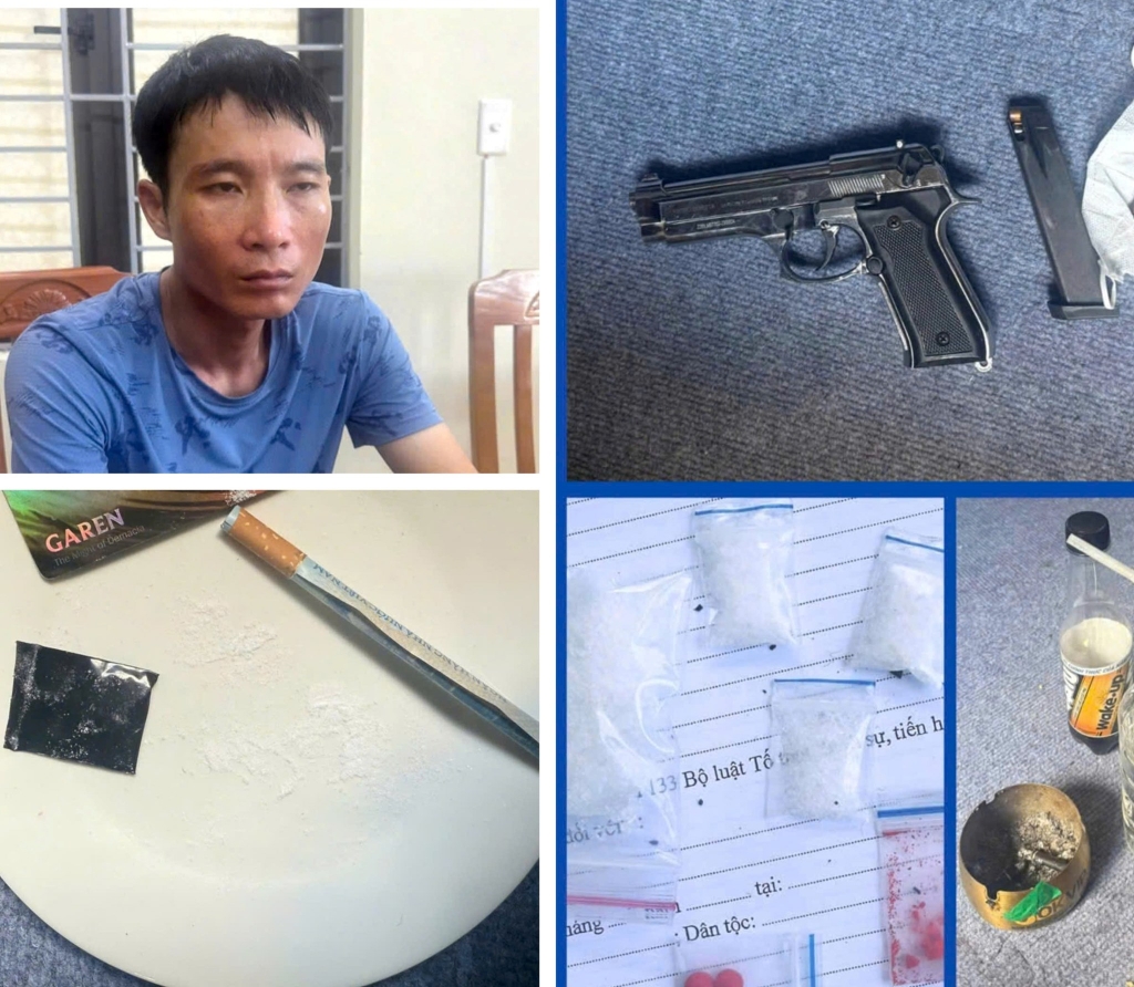Đối tượng Nguyễn Văn Tuấn và các tang vật. Ảnh: CQCA