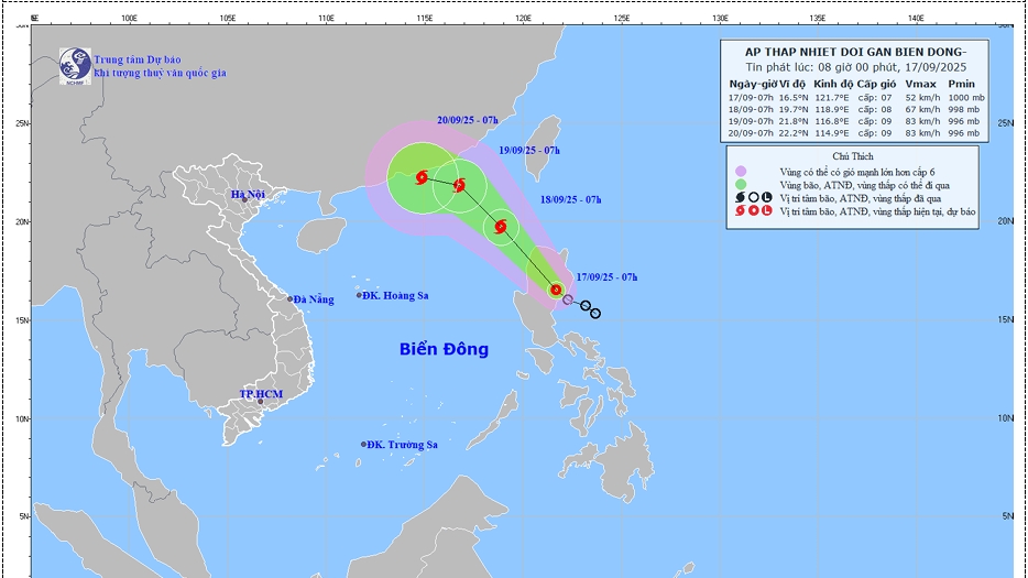 Áp thấp nhiệt đới mạnh lên, gây biển động mạnh ở khu vực Bắc Biển Đông