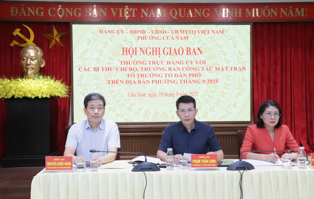 Phường Cửa Nam: giao ban tháng 9 giữa Thường trực Đảng ủy với bí thư chi bộ, tổ trưởng tổ dân phố