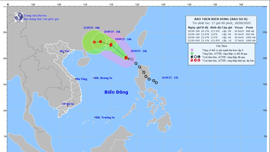 Bão số 8 (bão Mitag) hình thành trên Biển Đông, gây gió giật cấp 11