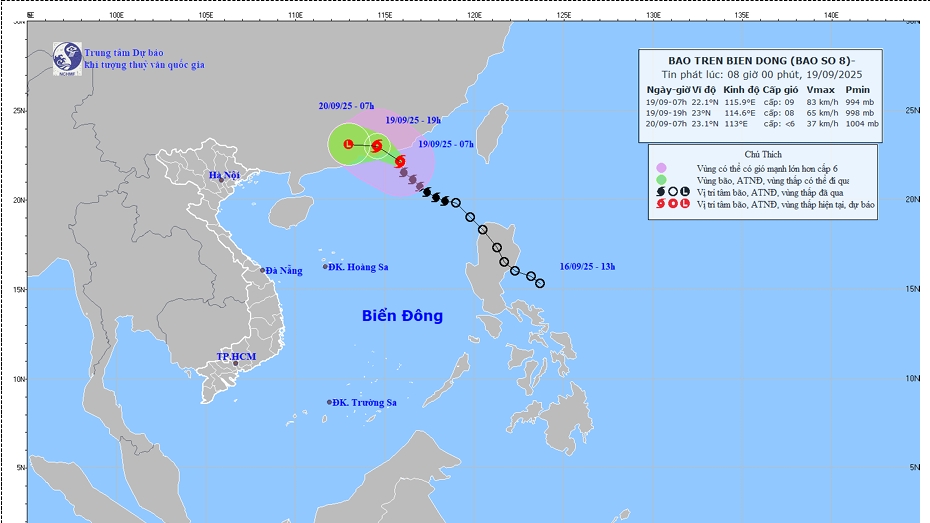 Bão số 8 (bão Mitag) gây gió mạnh, mưa bão khu vực Bắc Biển Đông