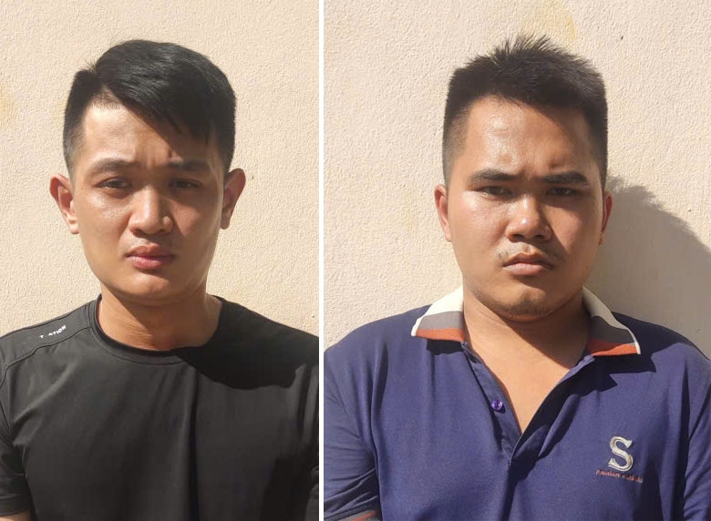 2 đối tượng Đặng Xuân Trường và Nguyễn Văn Khiêm (phải)