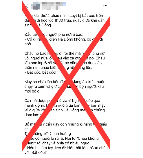 Nội dung đăng tải sai sự thật