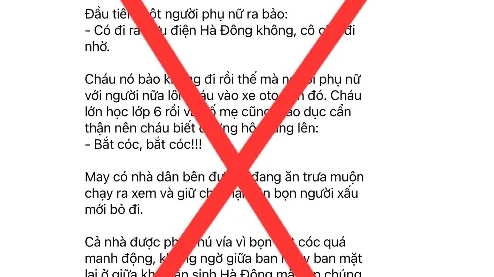 Thông tin “bắt cóc trẻ em'' ở phường Hà Đông là không chính xác