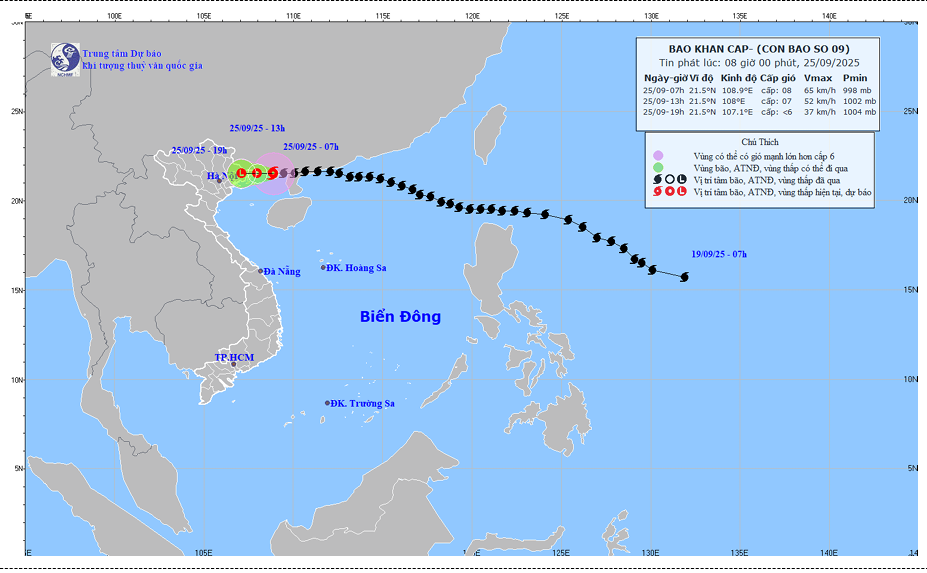 Bão số 9 (bão RAGASA) gây mưa lớn diện rộng, cảnh báo lũ trên nhiều sông