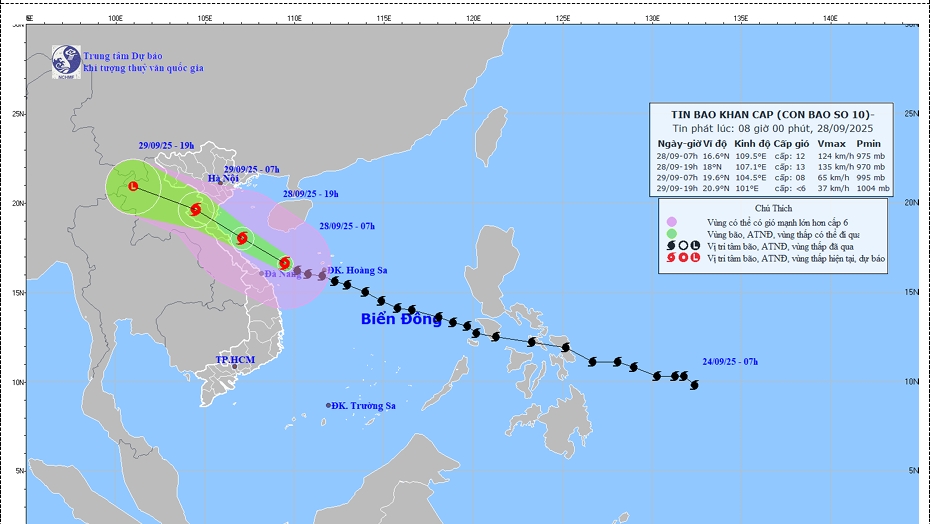 Cập nhật mới nhất về bão số 10 (bão Bualoi)