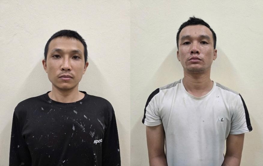 Hai đối tượng bị bắt giữ. Ảnh: CQCA Hai đối tượng bị bắt giữ. Ảnh: CQCA