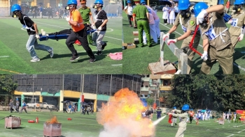 Phường Hồng Hà: sôi nổi cuộc tranh tài của 18 đội chữa cháy và cứu nạn cứu hộ