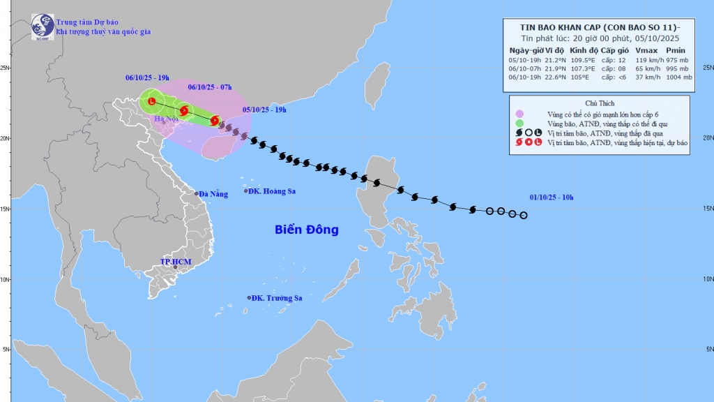 Bão số 11 - bão Matmo đã đi vào Bắc vịnh Bắc Bộ, gió giật cấp 15