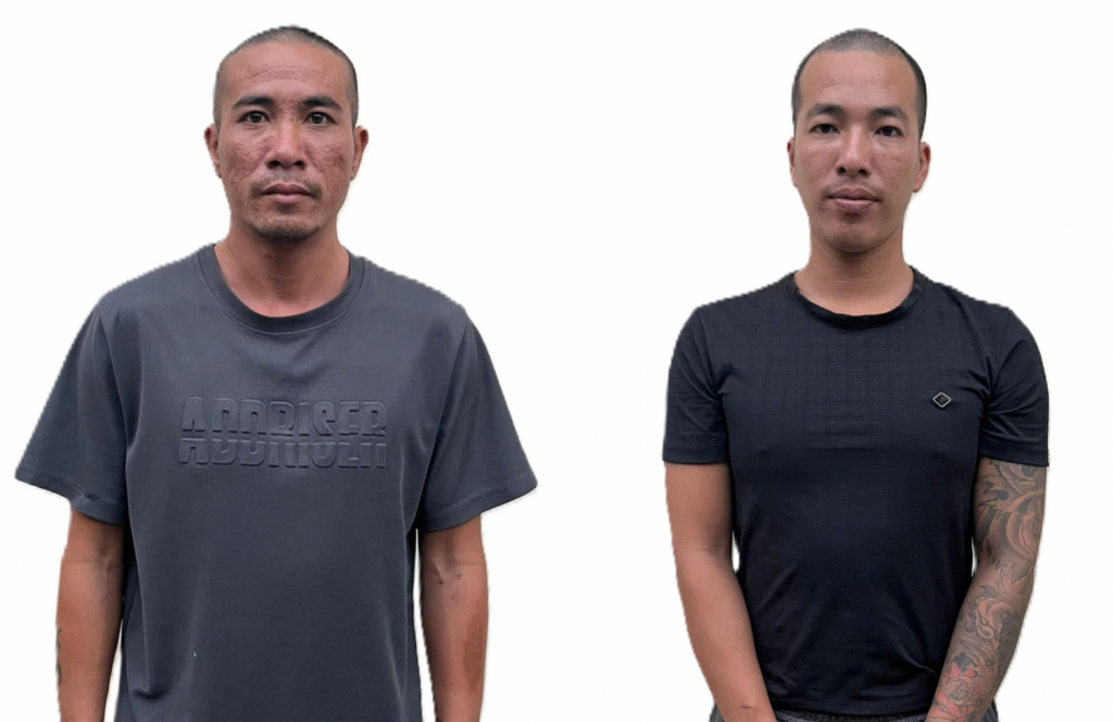 Đối tượng Nguyễn Văn Trường và Nguyễn Văn Tuấn (từ trái sang phải). Ảnh: CQCA