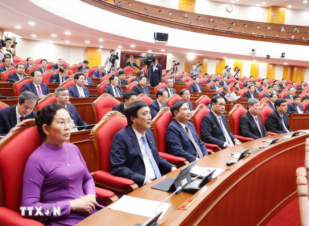 Các đại biểu tham dự phiên bế mạc Hội nghị lần thứ 13 Ban Chấp hành Trung ương Đảng khóa XIII. (Ảnh: Thống Nhất/TTXVN)