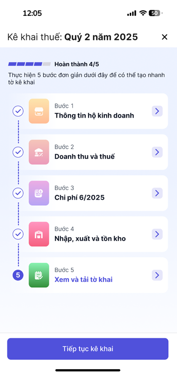 Giao diện trên phần mềm MISA eShop giúp hộ kinh doanh kê khai thuế nhanh chóng, dễ dàng, tuân thủ đúng quy định pháp luật