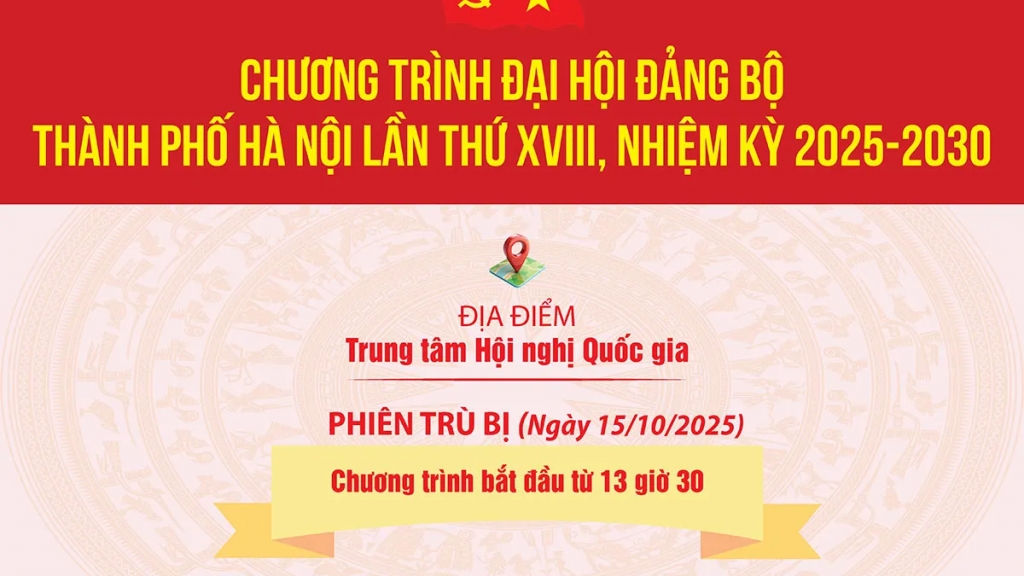 Chương trình Đại hội đại biểu Đảng bộ Thành phố Hà Nội lần thứ XVIII, nhiệm kỳ 2025-2030