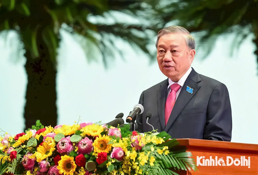 Tổng Bí thư Tô Lâm phát biểu chỉ đạo tại Đại hội đại biểu Đảng bộ TP Hà Nội lần thứ XVIII, nhiệm kỳ 2025 -2030. Ảnh: Thanh Hải