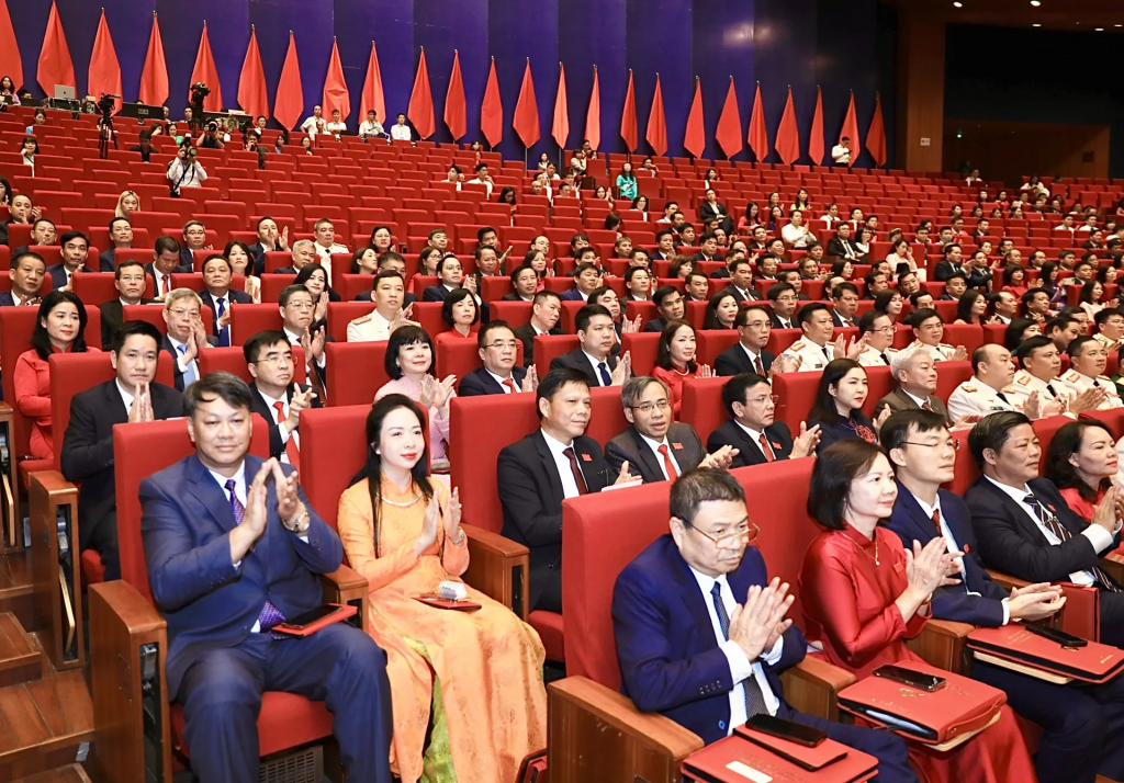 Các đại biểu tham dự Đại hội đại biểu Đảng bộ TP Hà Nội lần thứ XVIII, nhiệm kỳ 2025-2030