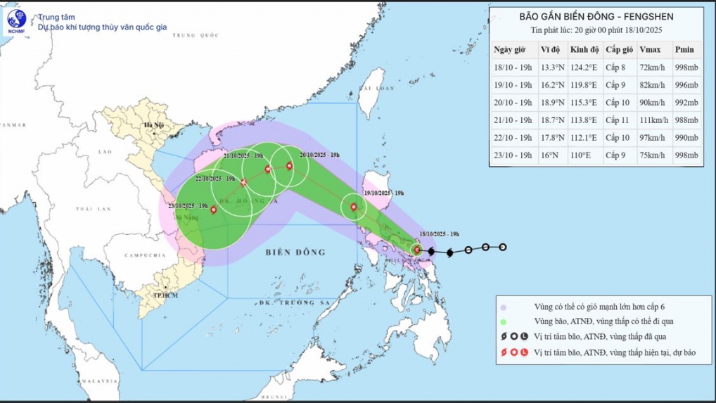 Thông tin mới về cơn bão Fengshen gần Biển Đông