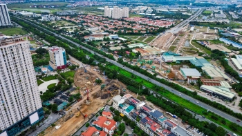 Toàn cảnh công trường thi công hầm chui Đại lộ Thăng Long – Vành đai 3,5