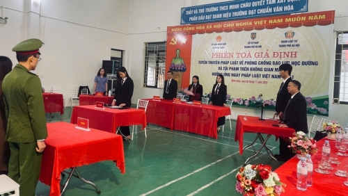 Xã Minh Châu tổ chức phiên tòa giả định hưởng ứng Ngày Pháp luật Việt Nam