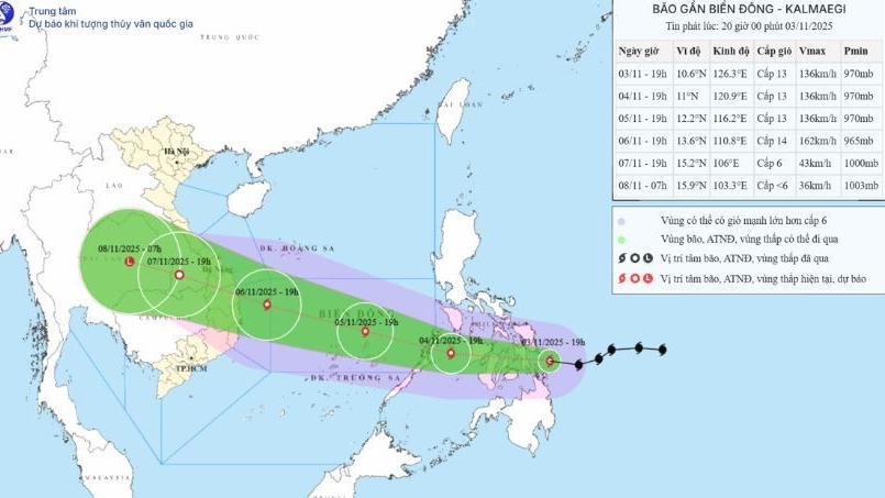 Cập nhật mới nhất về bão Kalmaegi đang di chuyển nhanh, hướng vào Biển Đông