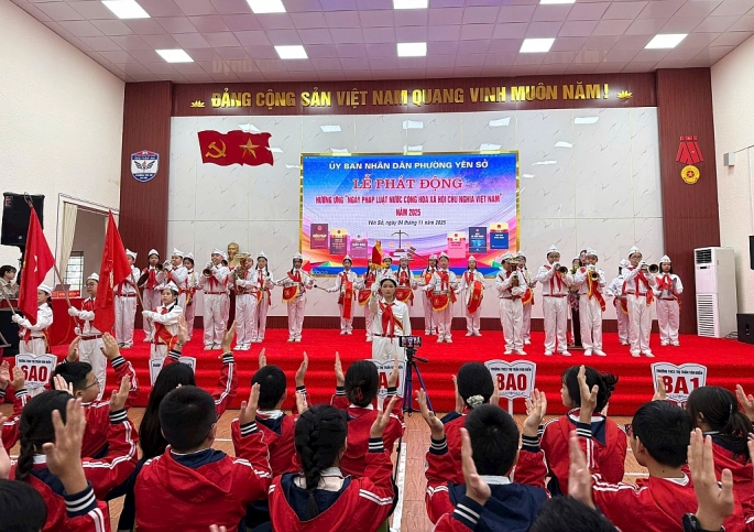 Phường Yên Sở phát động hưởng ứng Ngày Pháp luật Việt Nam năm 2025 Phường Yên Sở phát động hưởng ứng Ngày Pháp luật Việt Nam năm 2025