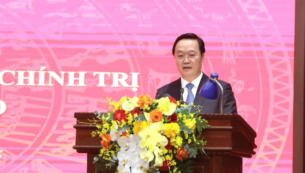 Phó Bí thư Thành ủy Hà Nội Nguyễn Đức Trung phát biểu nhận nhiệm vụ