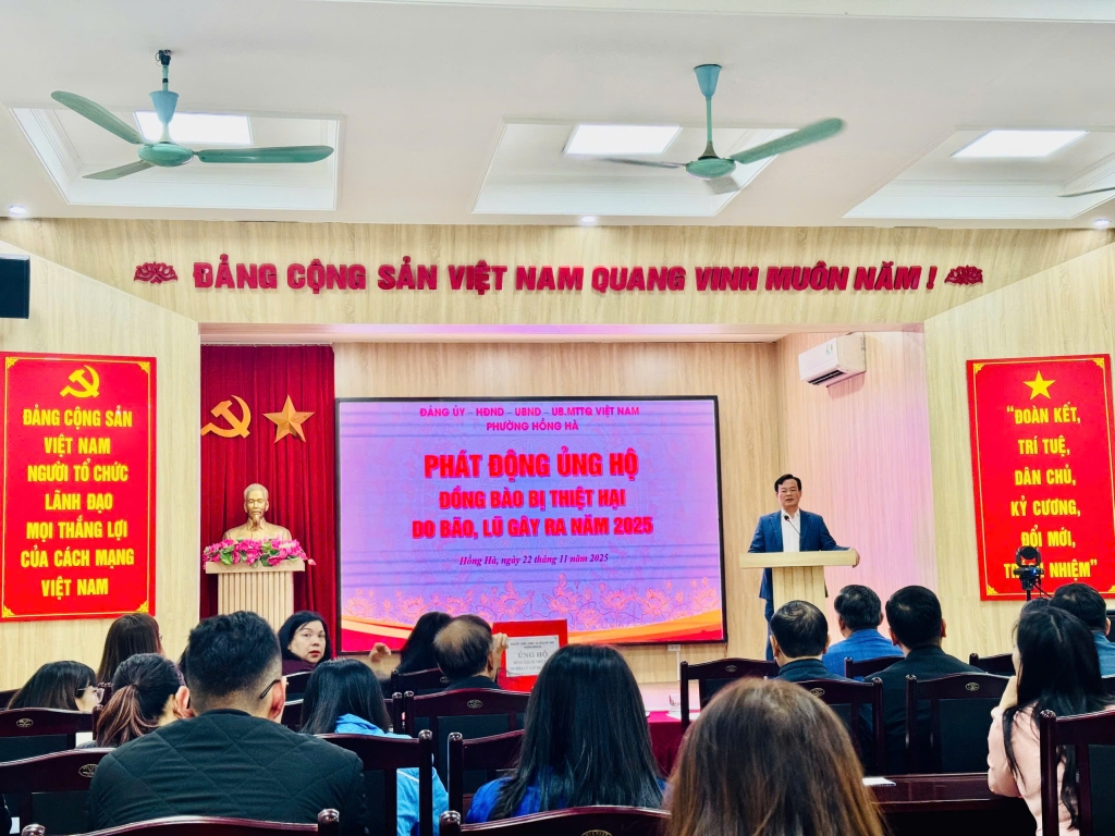 Phường Hồng Hà phát động ủng hộ đồng bào miền Trung, Tây Nguyên bị thiệt hại do bão lũ năm 2025 Phường Hồng Hà phát động ủng hộ đồng bào miền Trung, Tây Nguyên bị thiệt hại do bão lũ năm 2025