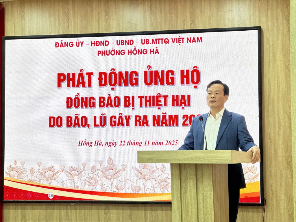 Phường Hồng Hà phát động ủng hộ đồng bào miền Trung, Tây Nguyên bị thiệt hại do bão lũ năm 2025 Phường Hồng Hà phát động ủng hộ đồng bào miền Trung, Tây Nguyên bị thiệt hại do bão lũ năm 2025
