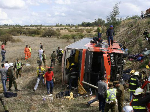 Hiện trường một vụ tai nạn giao thông ở Chile.