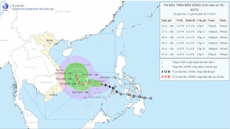 Thông tin mới nhất về cơn bão số 15 với diễn biến rất khó lường
