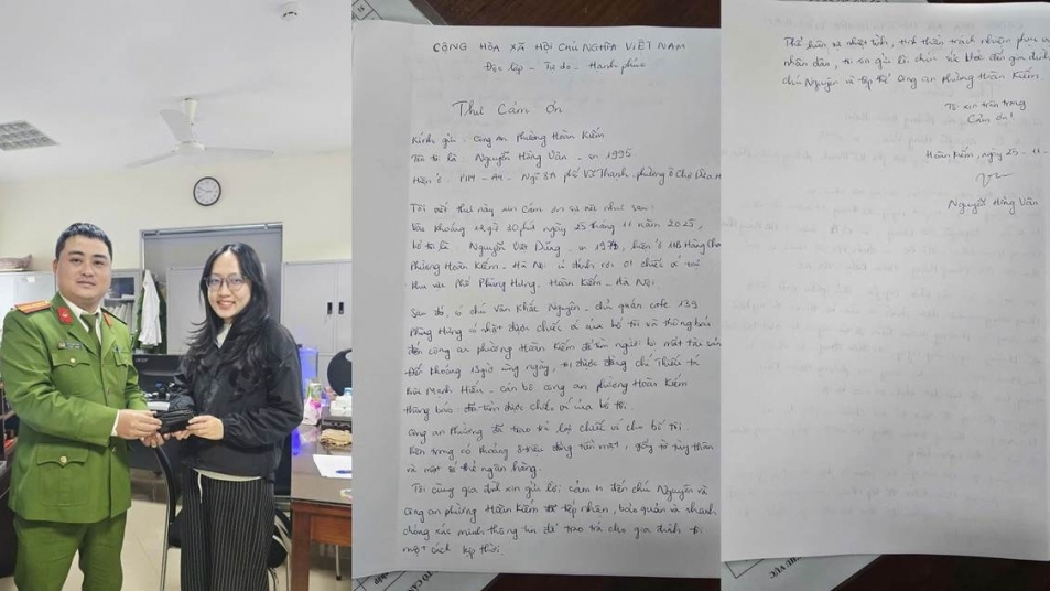 Công an phường Hoàn Kiếm trao trả tài sản đánh rơi cho người dân