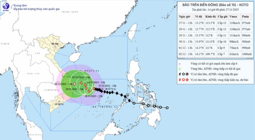 Bão số 15 duy trì cường độ dữ dội, cảnh báo rủi ro thiên tai cấp 3