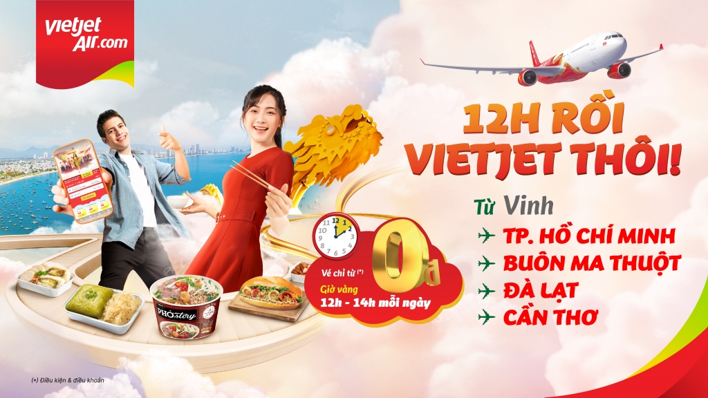 Bay cùng Vietjet đến Vinh: Đón mùa đoàn viên thuận tiện hơn, tận hưởng giá vé chỉ từ 0 đồng Bay cùng Vietjet đến Vinh: Đón mùa đoàn viên thuận tiện hơn, tận hưởng giá vé chỉ từ 0 đồng