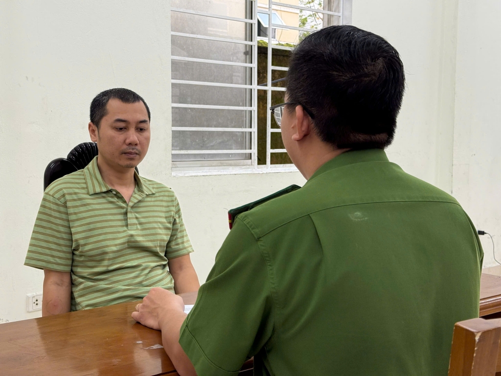 Đỗ Đức Trọng tại cơ quan công an. Ảnh: CQCA Đỗ Đức Trọng tại cơ quan công an. Ảnh: CQCA