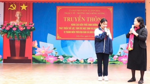 Xã Dân Hòa tổ chức truyền thông nâng cao kiến thức chăm sóc sức khỏe cho học sinh