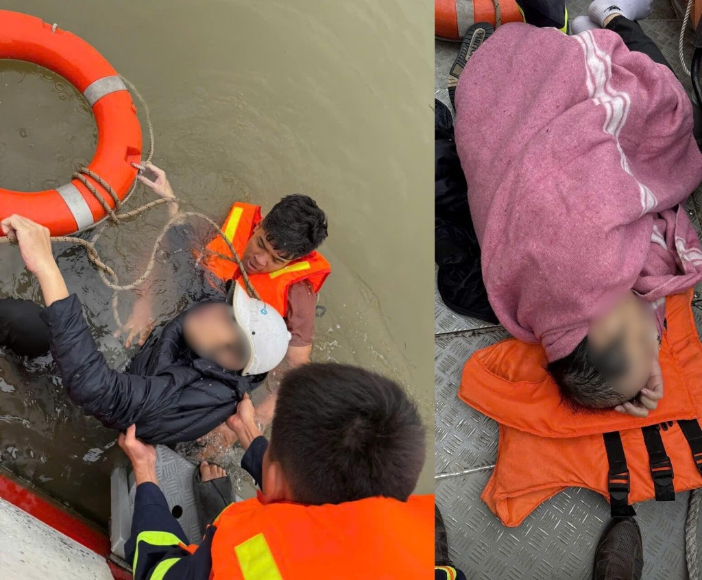 Đội Cảnh sát PCCC&CNCH trên sông khẩn trương tiếp cận, sơ cấp cứu và đưa nạn nhân vào cơ sở y tế. Ảnh: CQCA