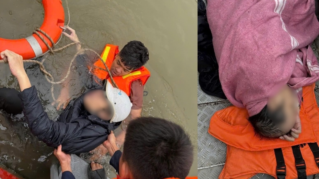 Cứu người đàn ông nhảy cầu Vĩnh Tuy giữa trời giá rét