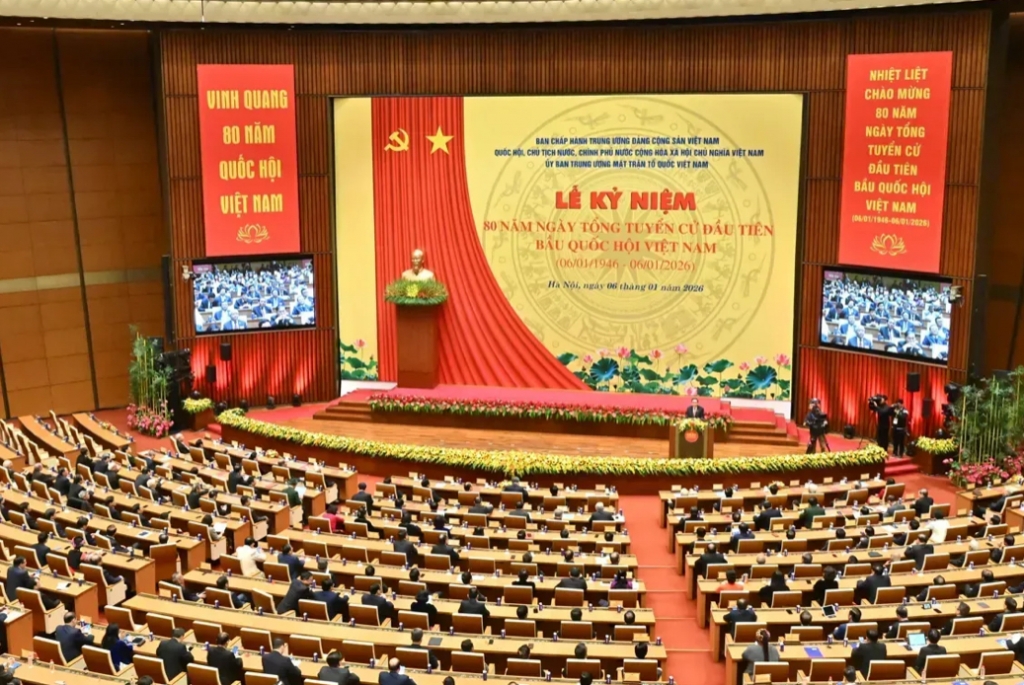 Quang cảnh Lễ kỷ niệm 80 năm ngày Tổng tuyển cử đầu tiên bầu ra Quốc hội Việt Nam. Ảnh: Quochoi.vn