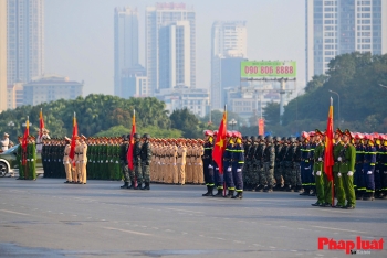 Toàn cảnh lực lượng Công an xuất quân bảo đảm an ninh Đại hội XIV của Đảng