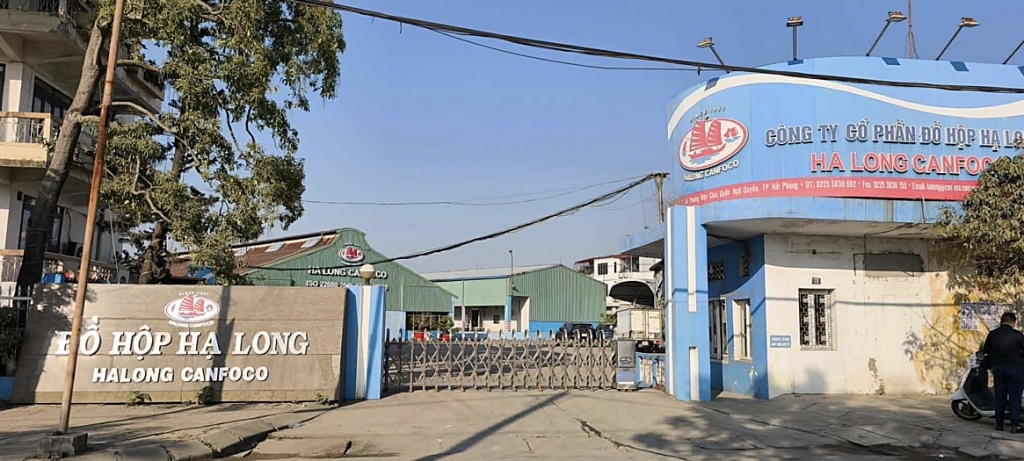 Công ty cổ phần đồ hộp Hạ Long (71 Lê Lai, phường Ngô Quyền, TP Hải Phòng), nơi phát hiện 130 tấn thịt lợn nhiệm bệnh tả lợn châu Phi.