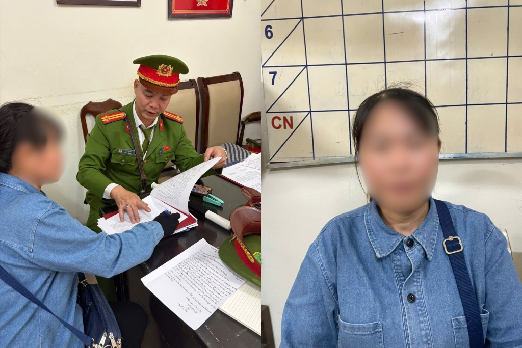 Công an phường Hoàn Kiếm đã làm việc với người bán hàng rong. Ảnh: CQCA