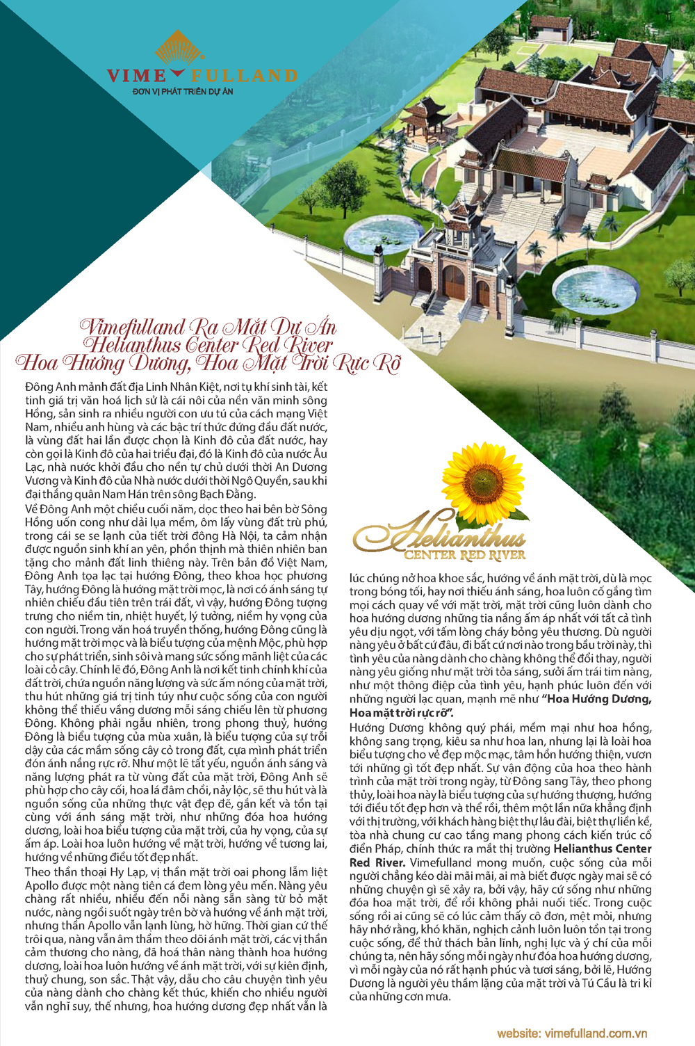 Vimefulland ra mắt dự án Helianthus Center Red River Hoa Hướng Dương, Hoa mặt trời rực rỡ