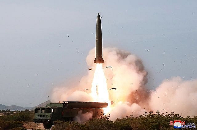 Vụ phóng tên lửa của Triều Tiên hồi tháng 5 (Ảnh: KCNA)
