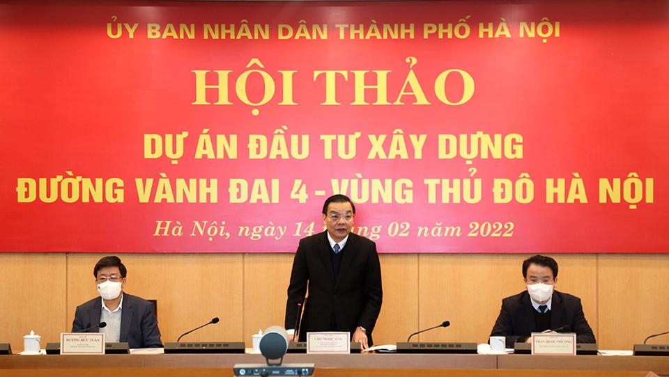 Chủ tịch UBND TP Hà Nội Chu Ngọc Anh chủ trì hội thảo. 